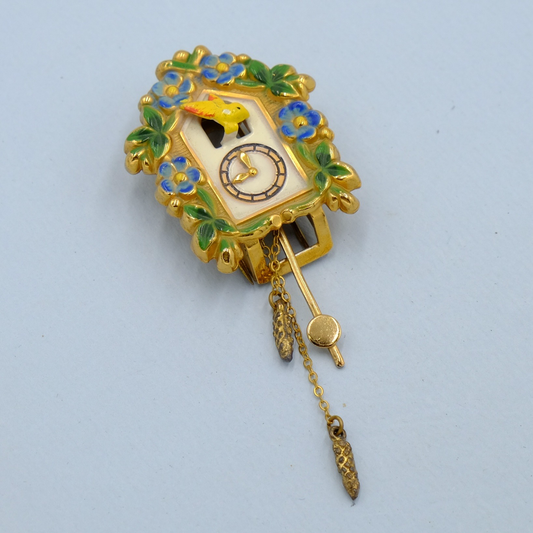 Coro Pegasus Cuckoo Clock Dress Clip 1940s
