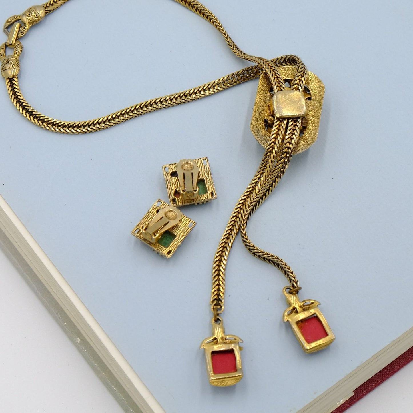 Vintage Geometric Set Necklace and Earrings 1970s