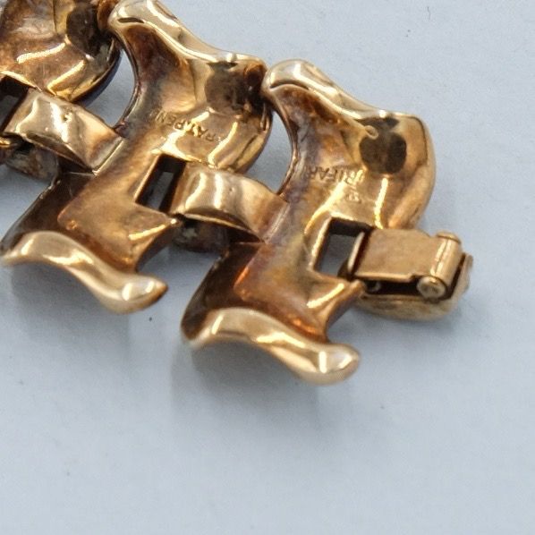 Trifari Gold Tone with Rhinestones Shaped Bracelet 1950s