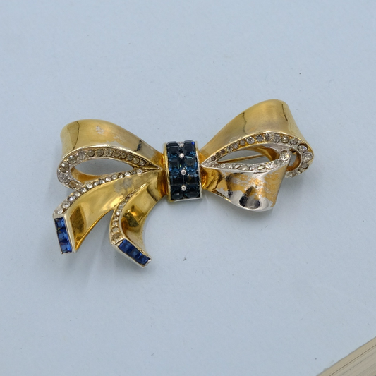 Vintage Marcel Boucher Blue Bow Pin 1940s
