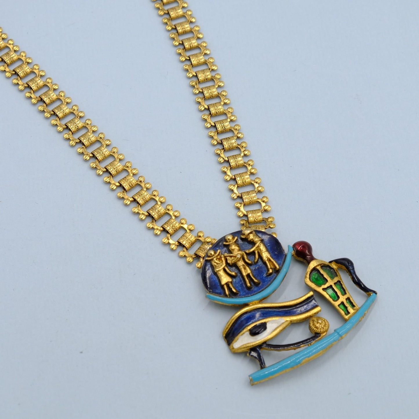 Egyptian Revival Horus Eye Necklace 1970s