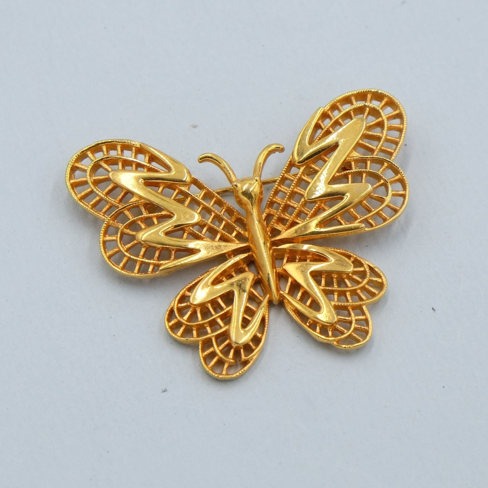 Vintage Vendome Gold Tone Butterfly Pin 1960s