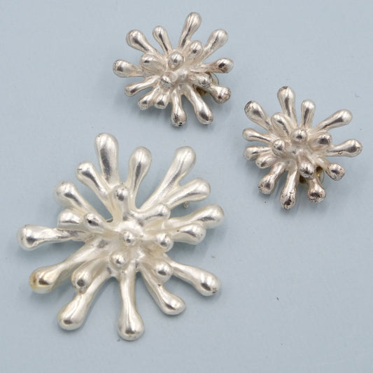 Vintage Christian Lacroix Anemone Brooch and earrings set 1990s