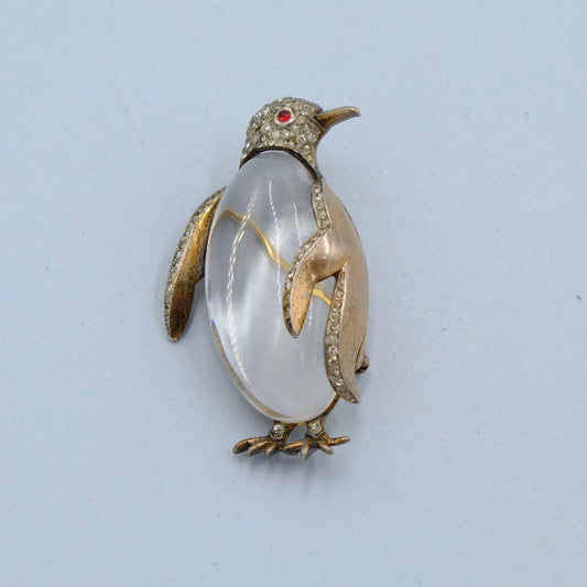 Trifari Jelly Belly Sterling Penguin Brooch 1940s