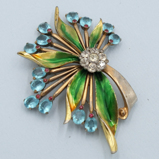 Vintage Pennino Enamel Brooch 1940s