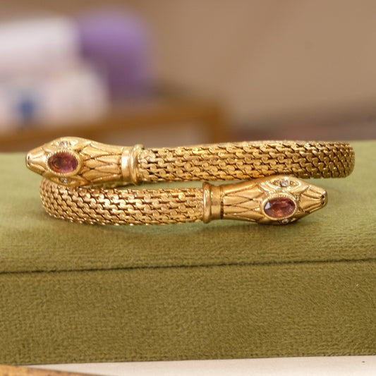 Vintage Brass Double snake wrap bracelet