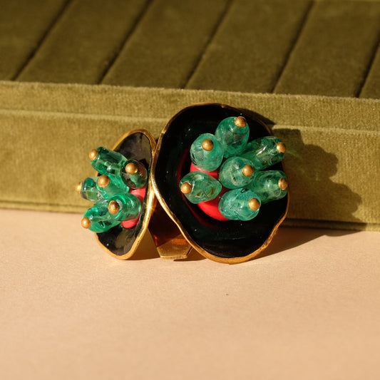 Early Glass and Enamel Dress Clip signed Made in France 1930s