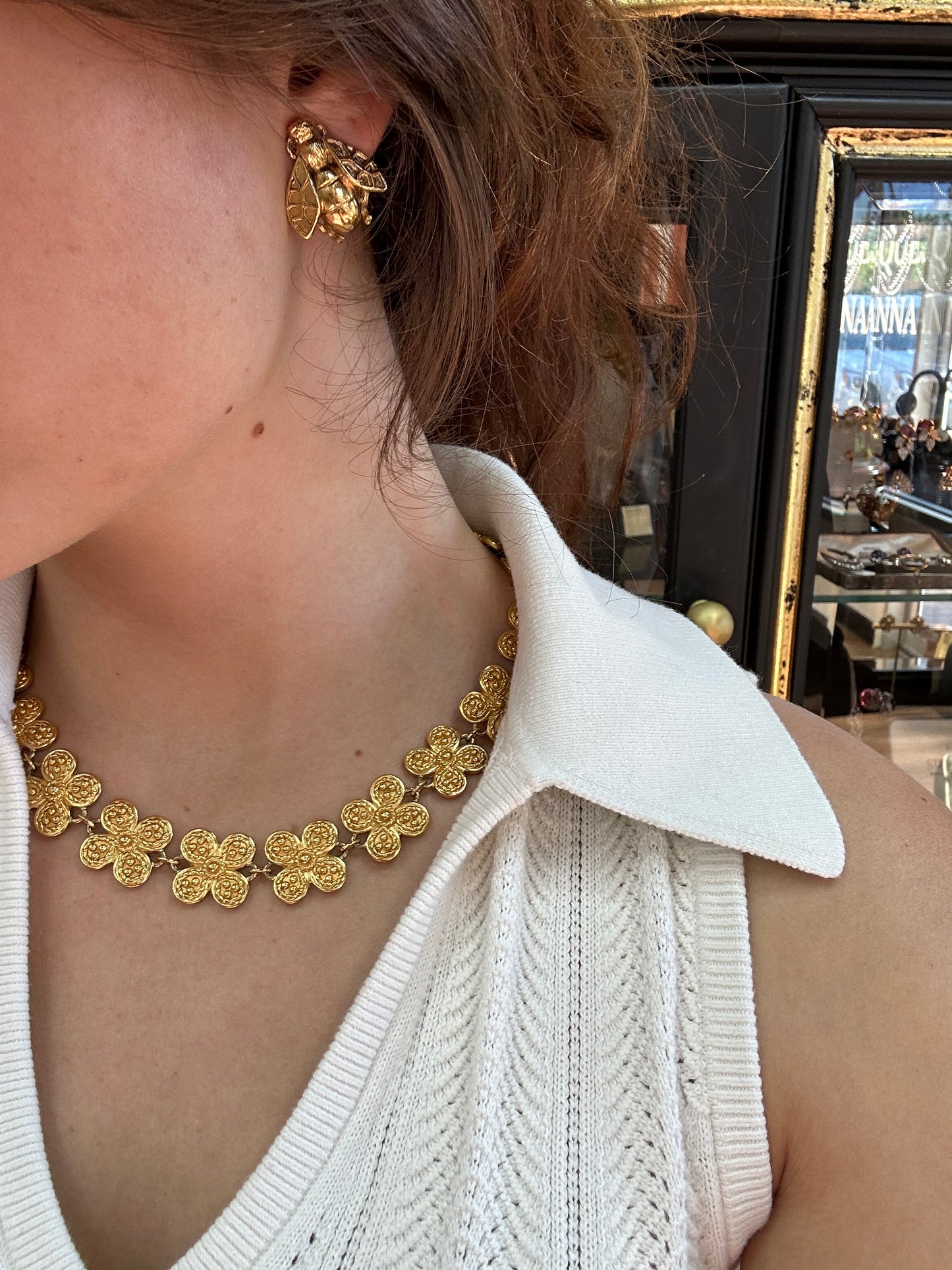 Christian Dior Germany Flower Necklace 1980s