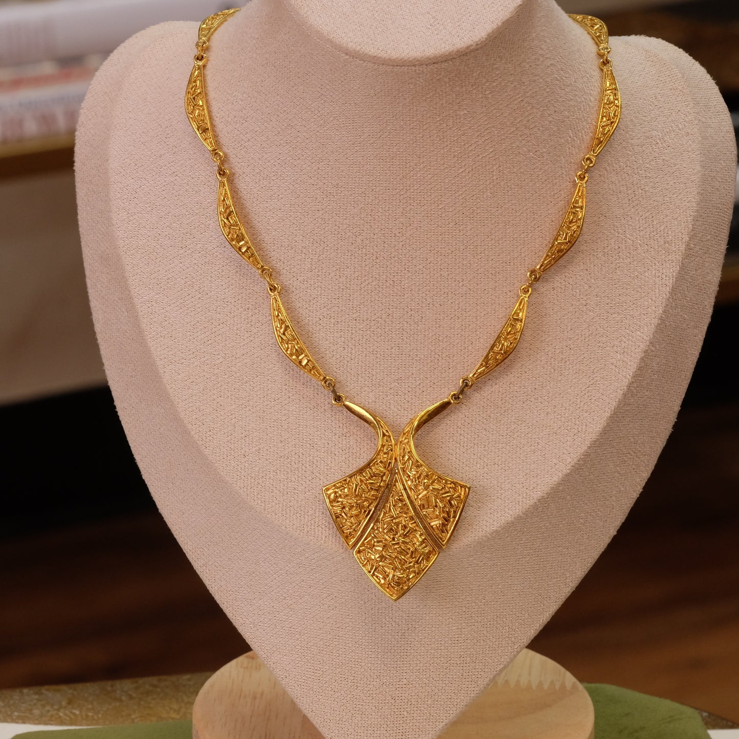 Trifari Gold Tone Textured Necklace 1970s