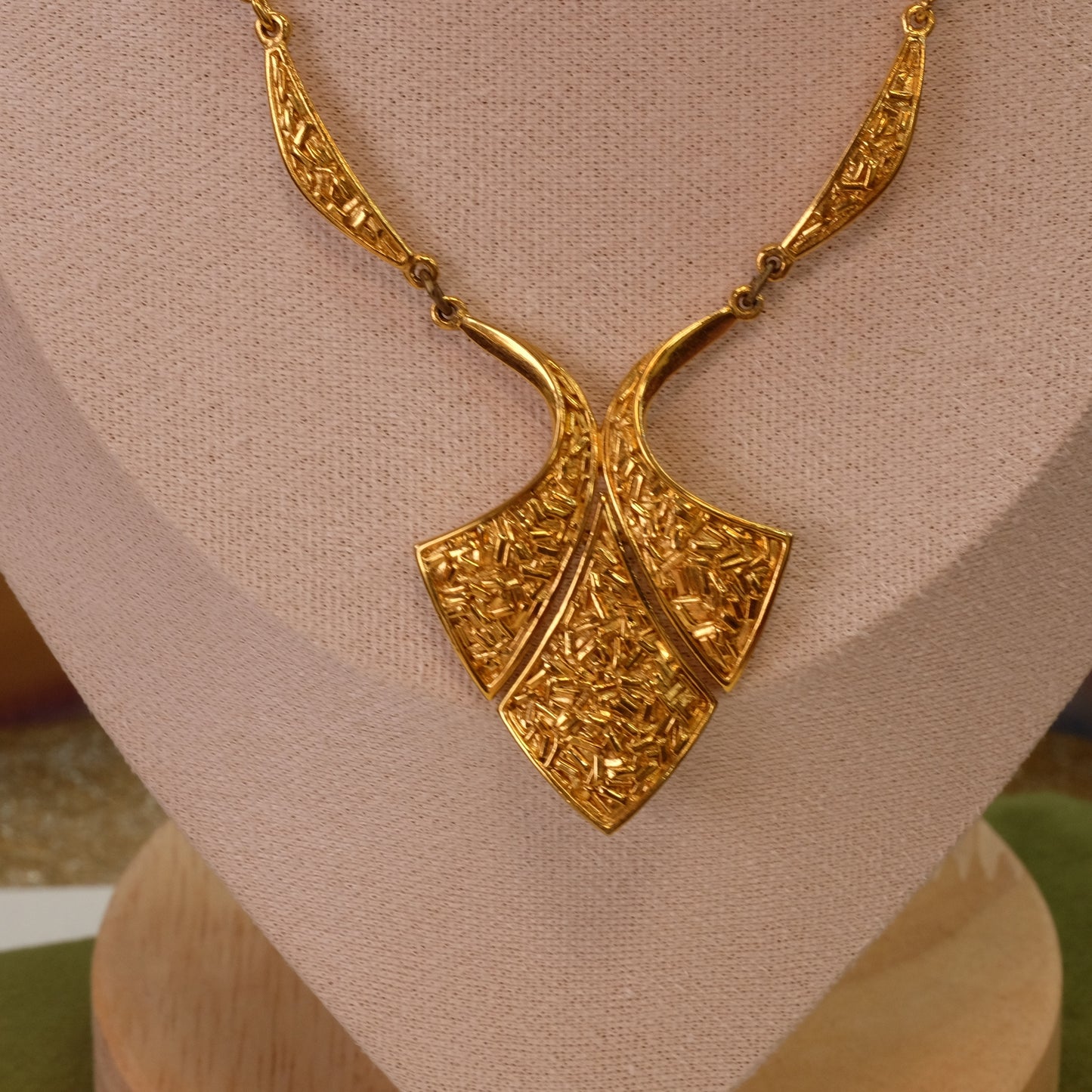 Trifari Gold Tone Textured Necklace 1970s