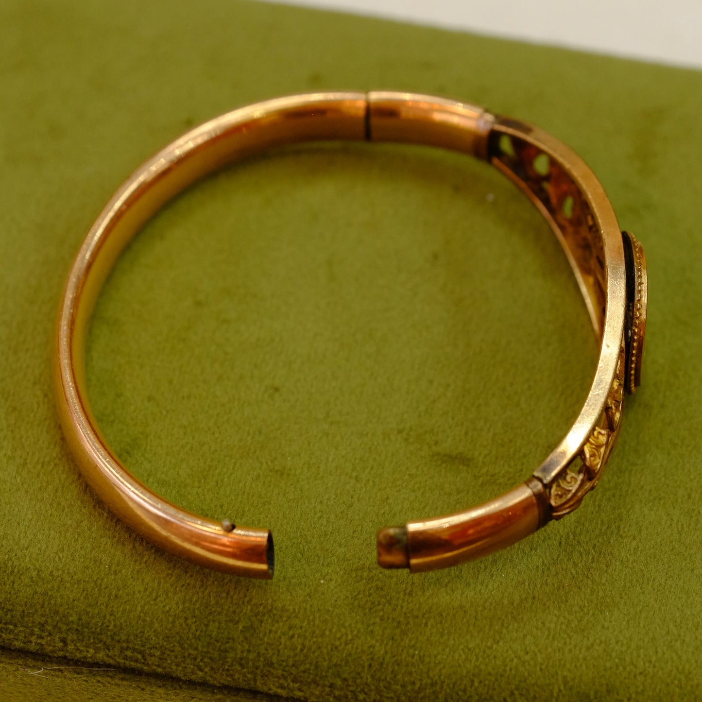 Victorian Gold Filled Bracelet with leaves and initials