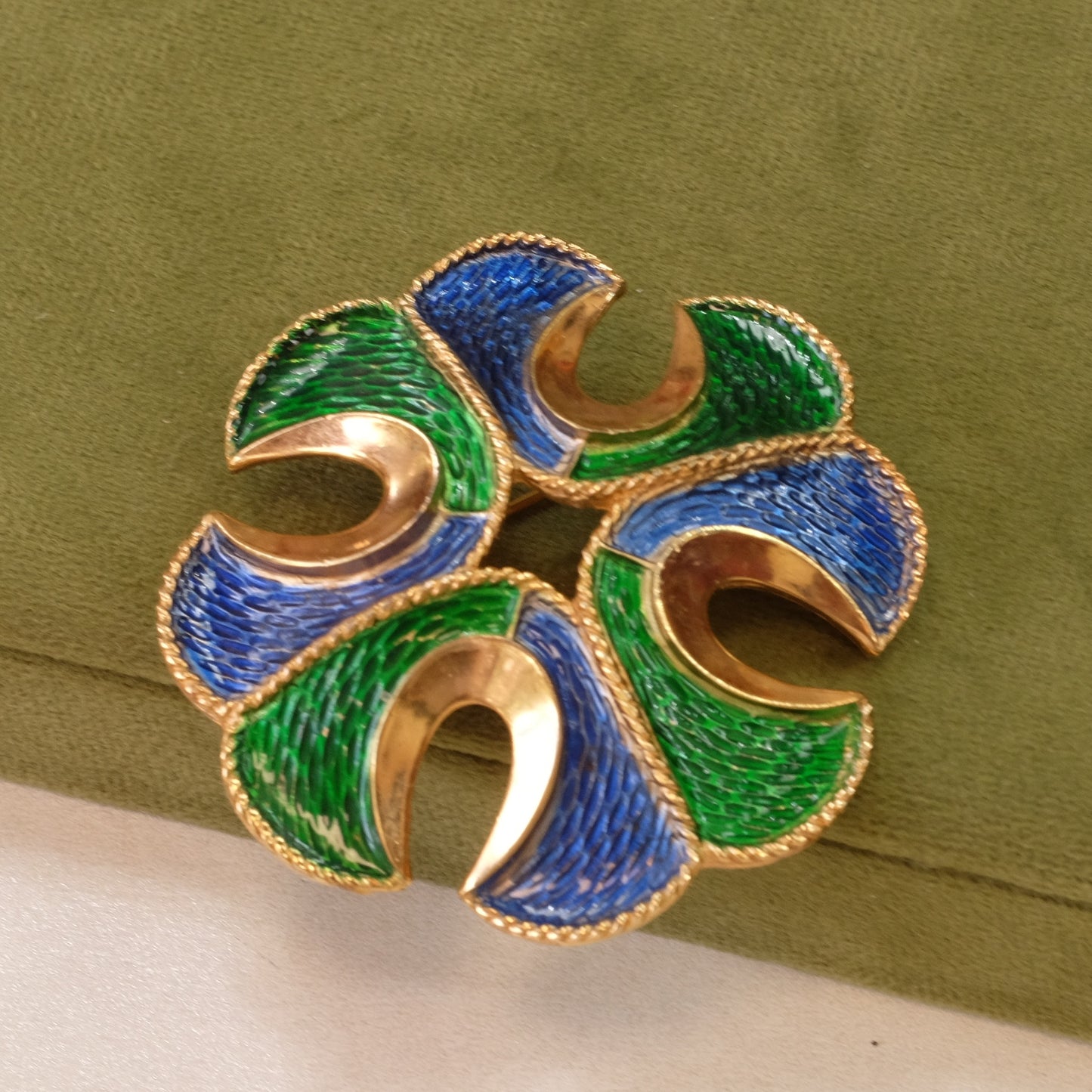 Trifari Maltese Enamel Cross Brooch 1960s