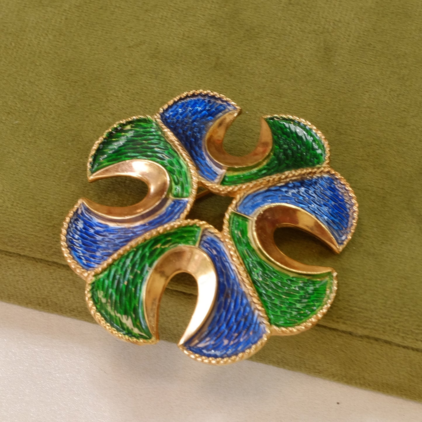 Trifari Maltese Enamel Cross Brooch 1960s