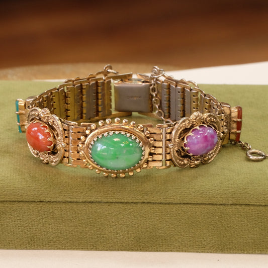 Vintage Revival Bracelet with Colorful Glass Cabochons