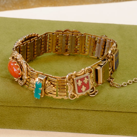 Vintage Revival Bracelet with Colorful Glass Cabochons