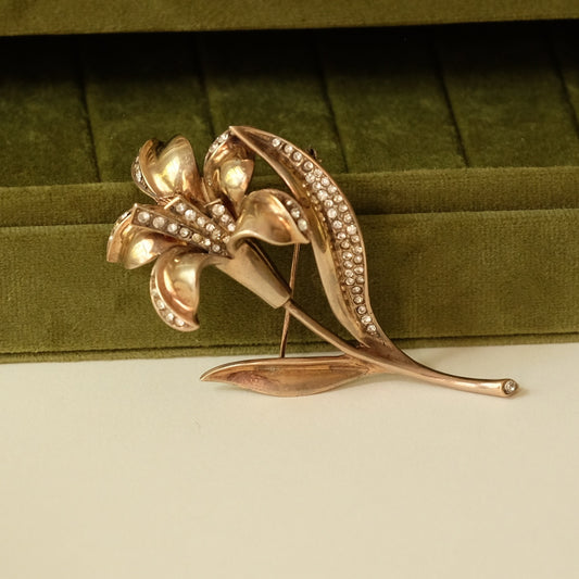 Sterling Lilly Flower Pin 1940s
