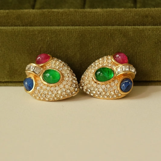 Vintage Grosse Jewel tone Earrings 1970s