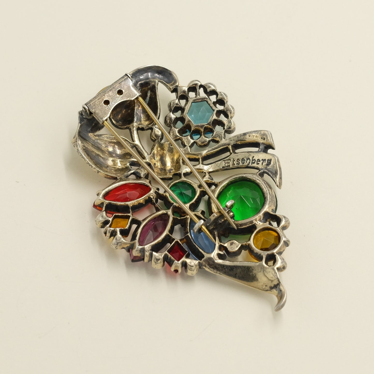 Vintage Eisenberg Sterling Floral Dress Clip 1940s