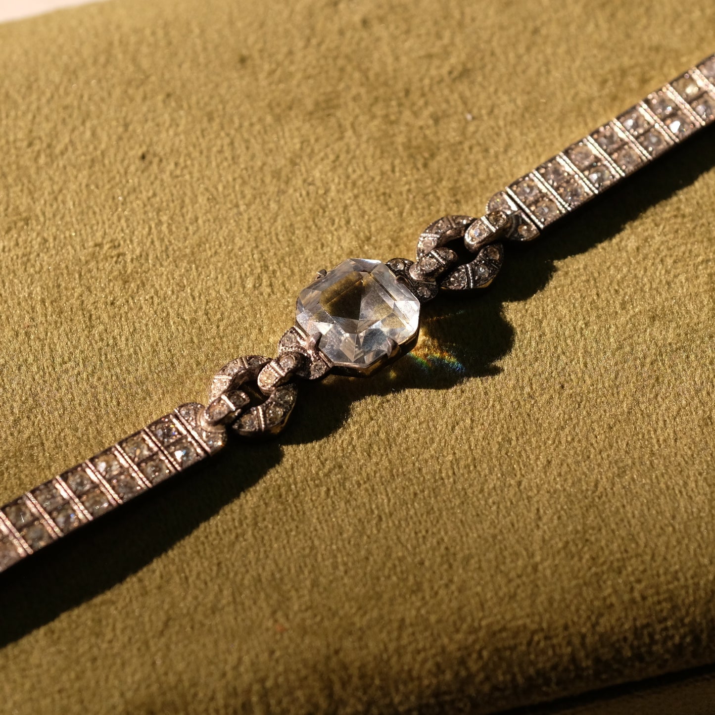Art Deco 1920 Sterling Faux Diamond Bar Bracelet