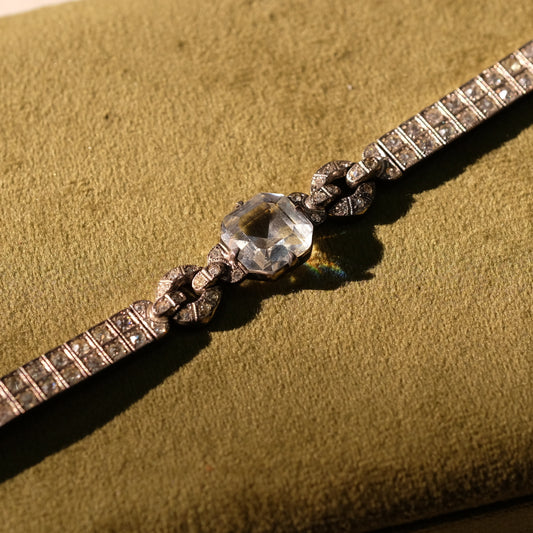 Art Deco 1920 Sterling Faux Diamond bar bracelet
