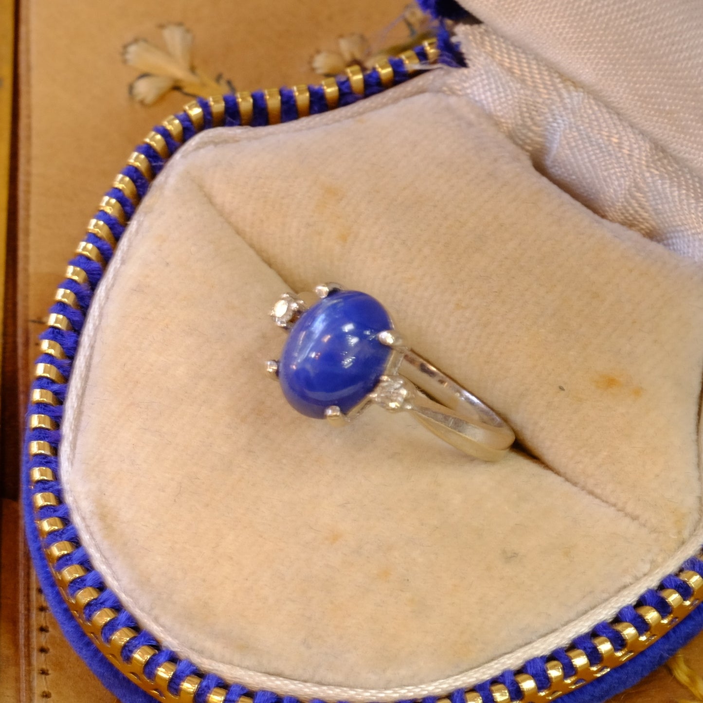 14k Gold Sapphire Star Diamond Ring