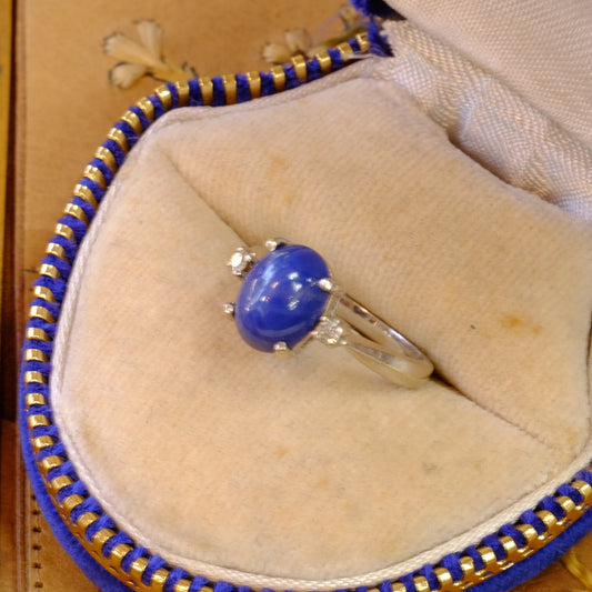 14k Gold Sapphire Star Diamond Ring