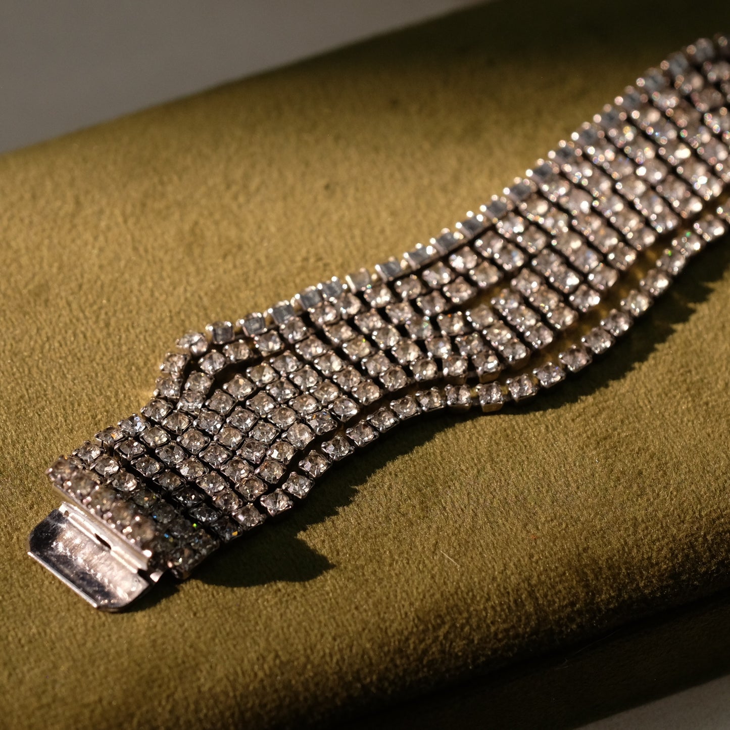 Weisner 7 strand Wide Rhinestone Bracelet 1950s