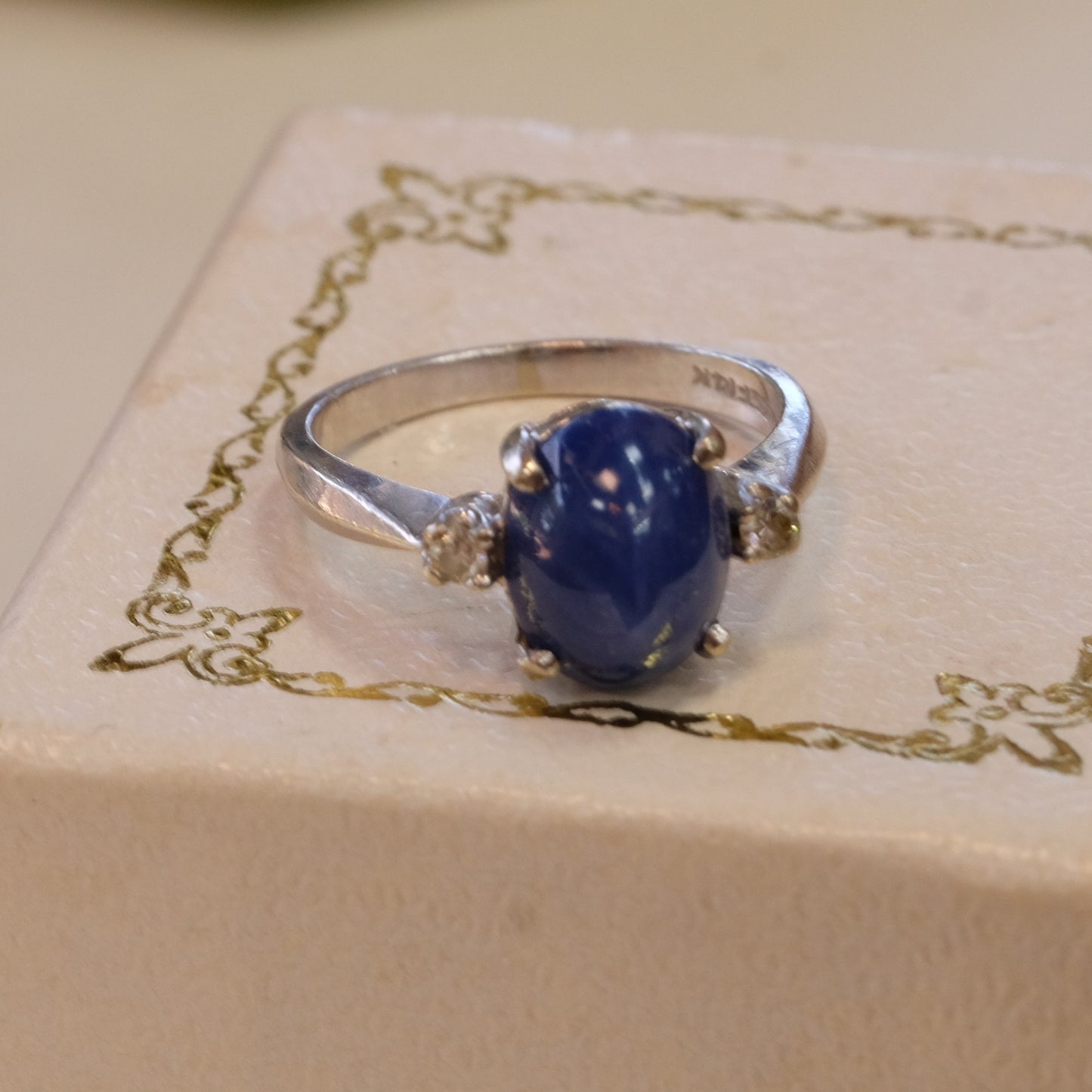 14k Gold Sapphire Star Diamond Ring