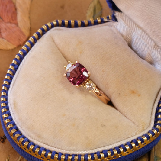 14K Gold Tourmaline Diamond Ring