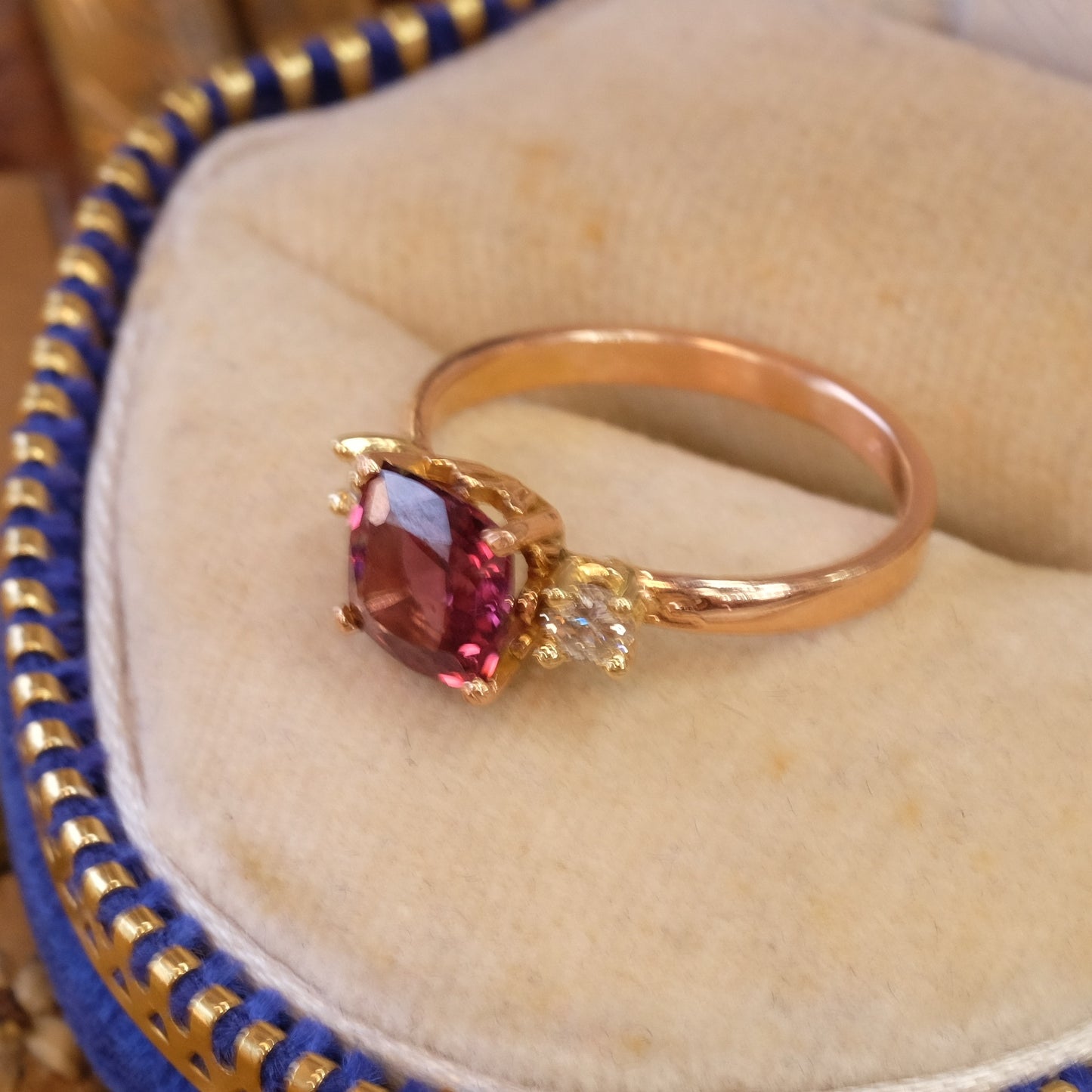 14K Gold Tourmaline Diamond Ring