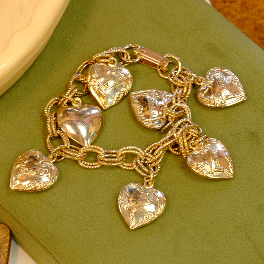 Gold Filled Charms Hearts "Loved" Bracelet