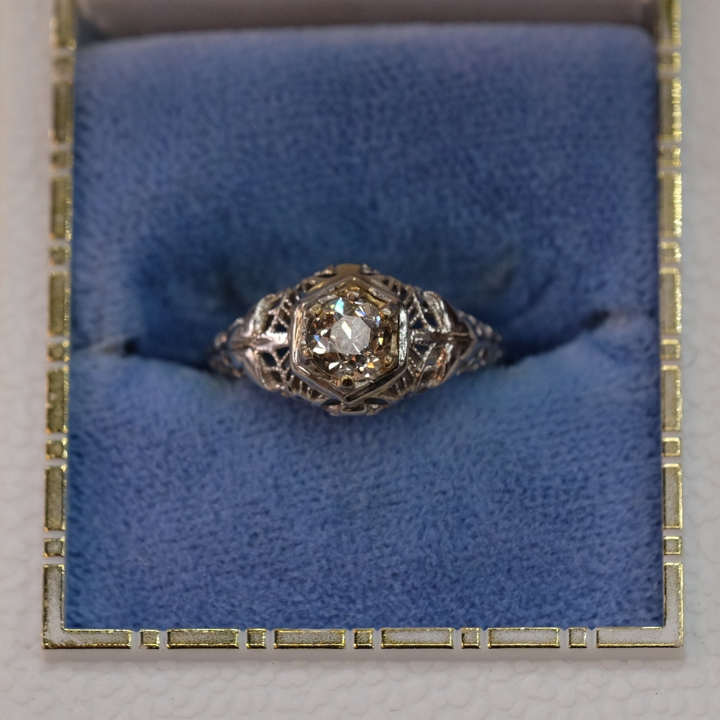 14k White Gold Filigree 0.5 ct diamond ring