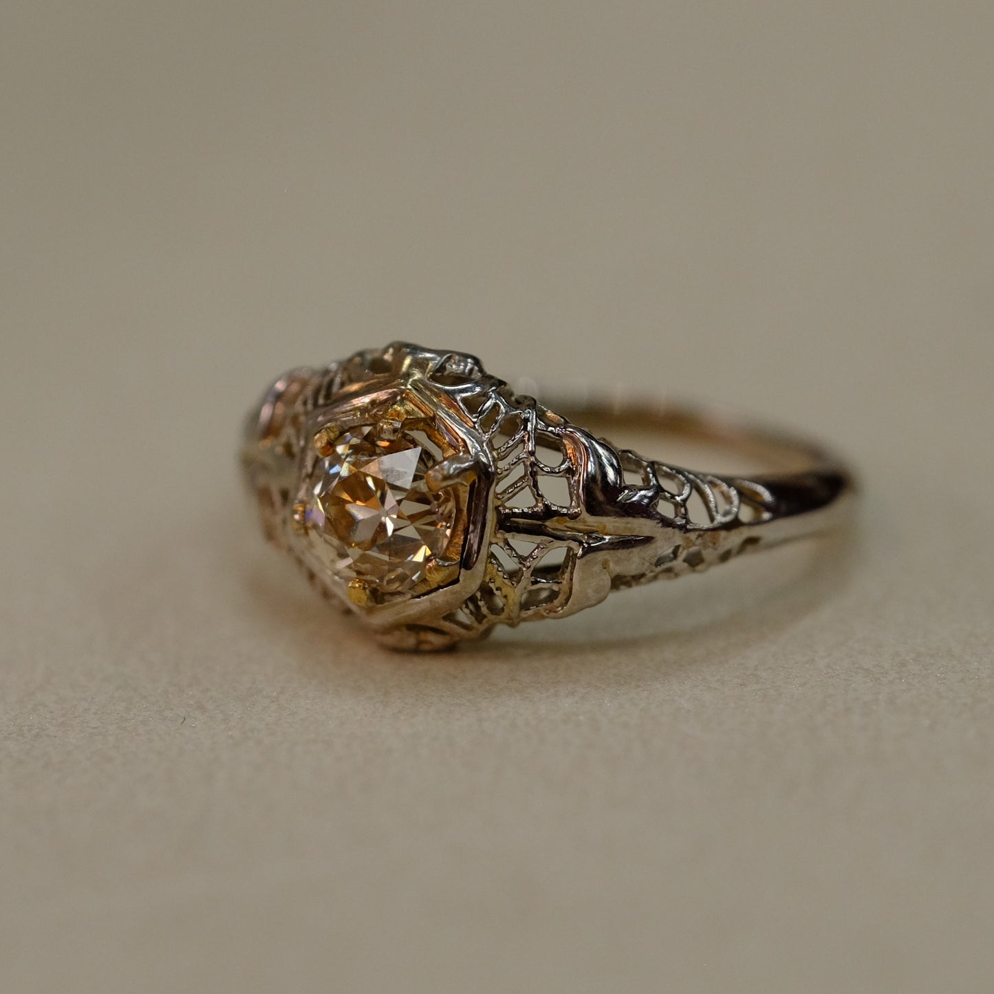 14k White Gold Filigree 0.5 ct diamond ring