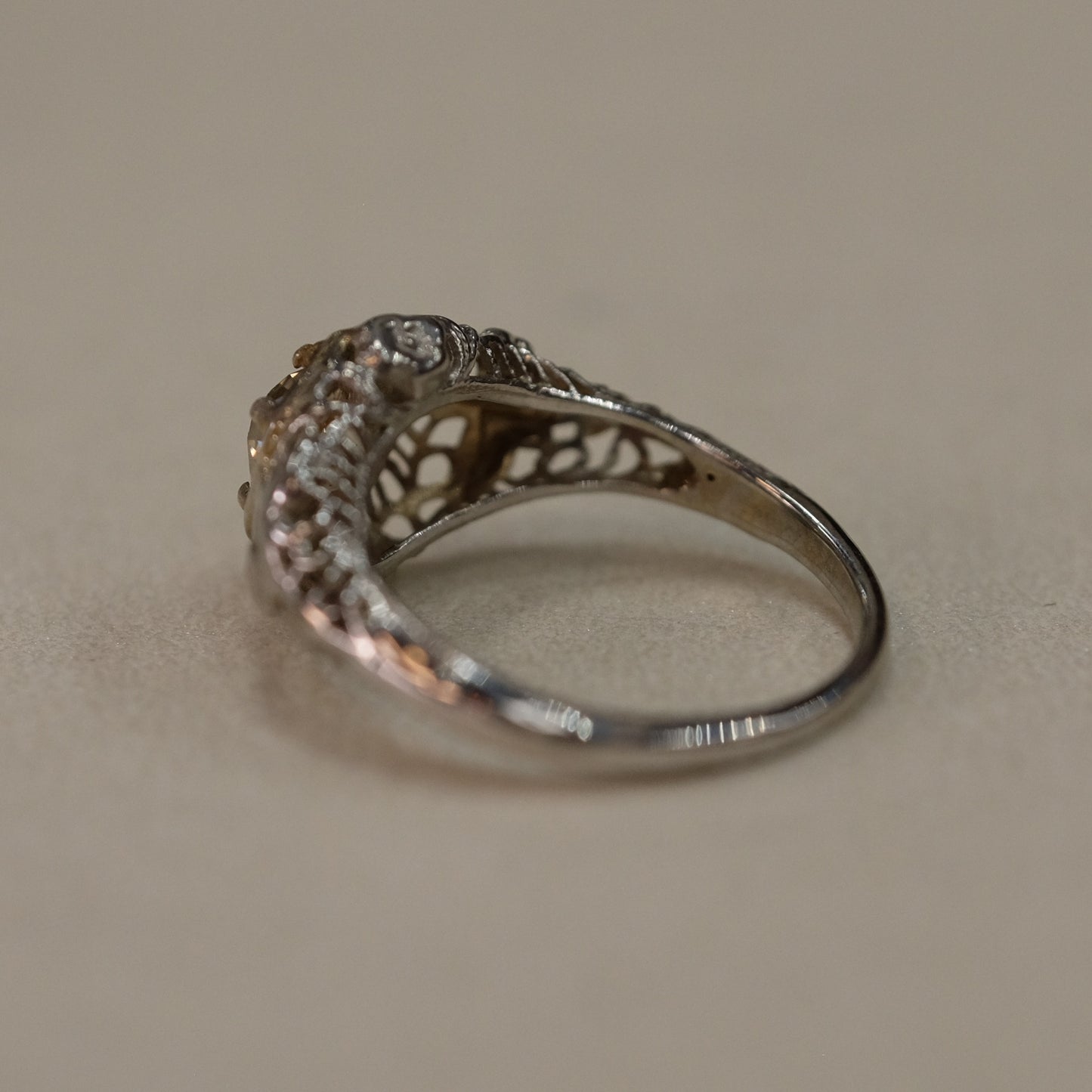 14k White Gold Filigree 0.5 ct diamond ring