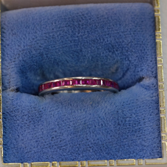 Platinum Band with Burmese Rubies Eternity Ring