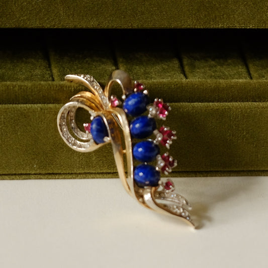 Vintage Reja Faux Lapis Brooch 1940s