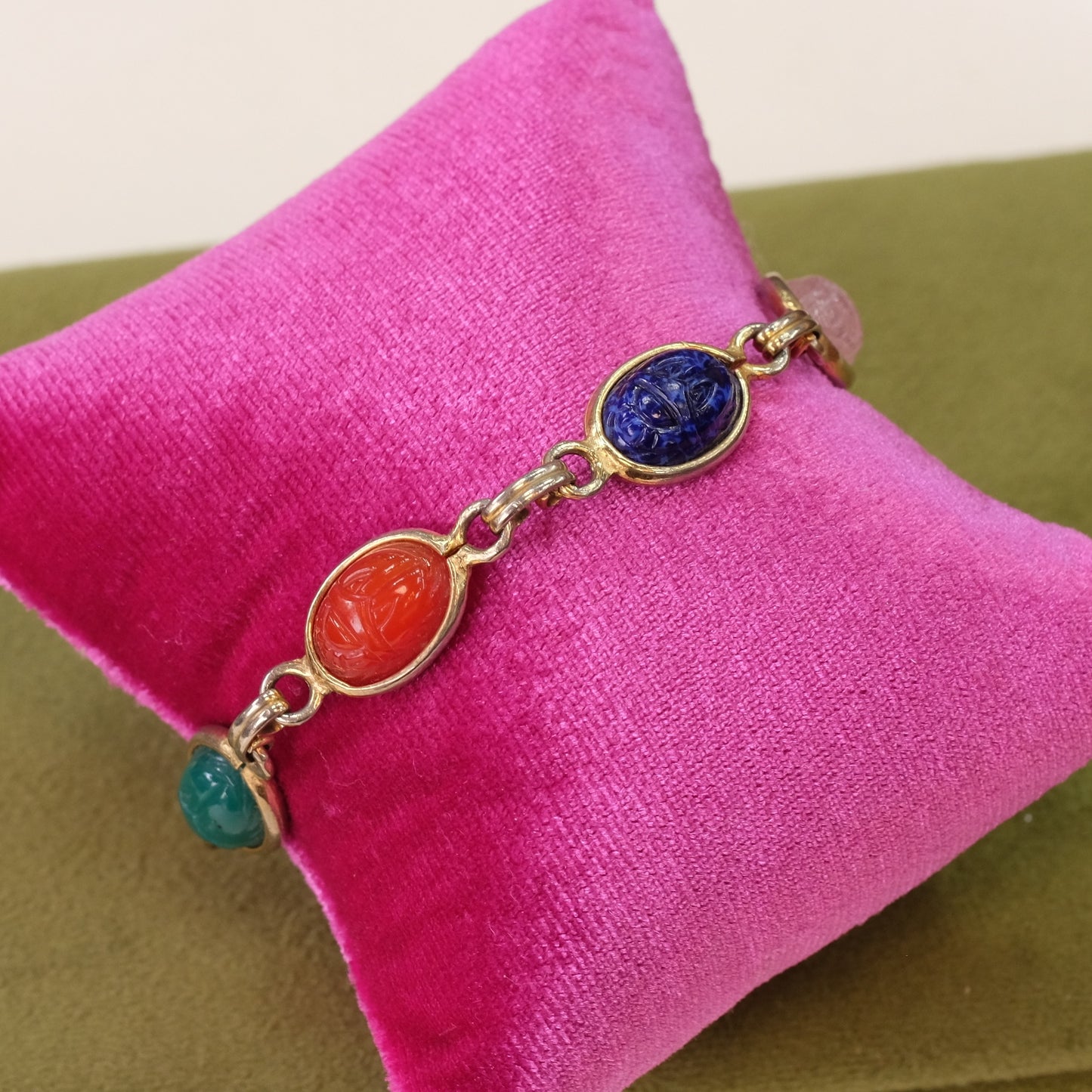 Vintage Scarab Revival Bracelet 1970s