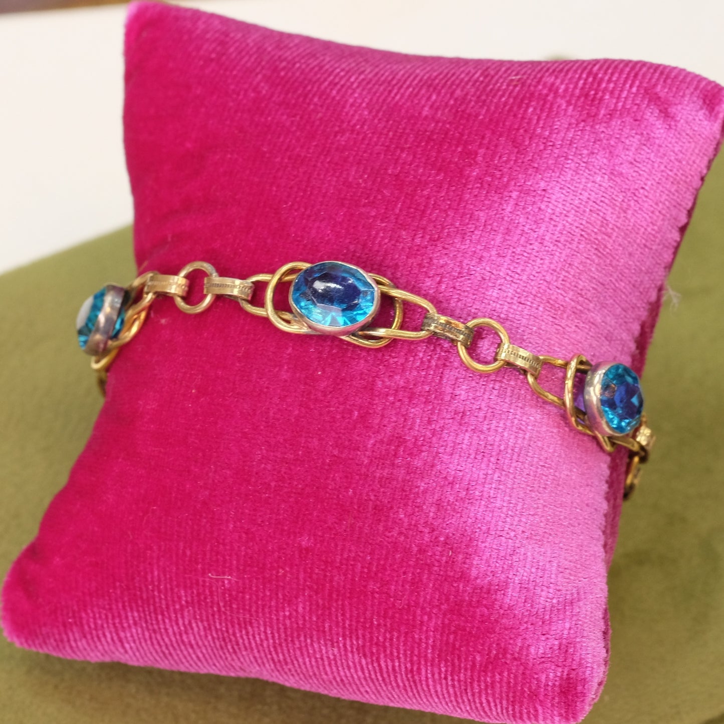 Gold Filled Blue Paste Bracelet 1930s
