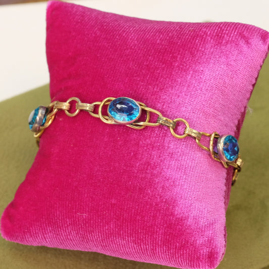 Gold Filled Blue Paste Bracelet 1930s