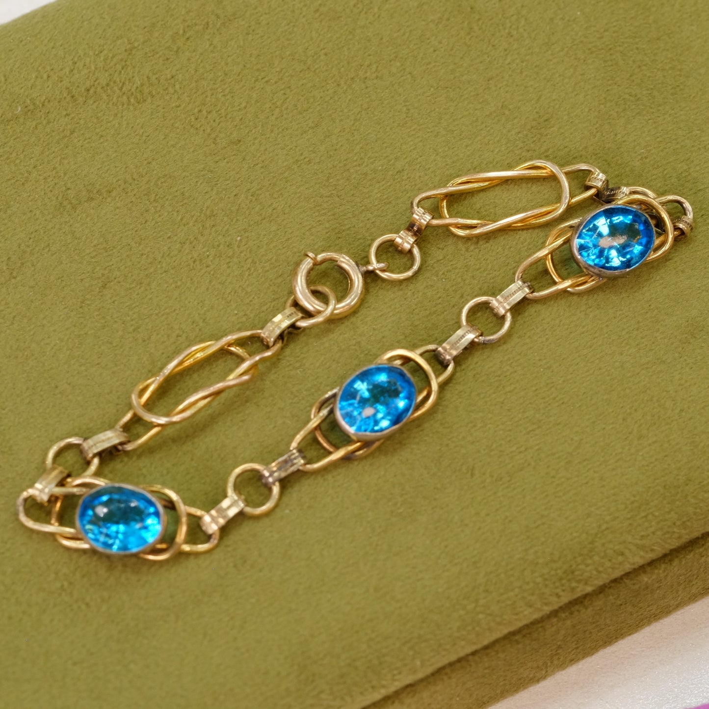 Gold Filled Blue Paste Bracelet 1930s