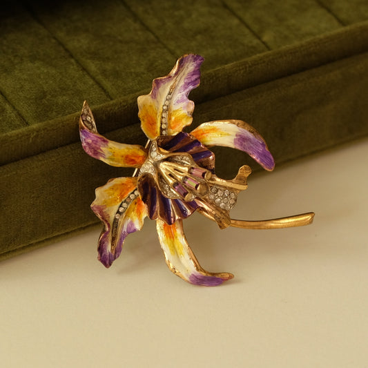 Coro Sterling Iris Brooch 1940's