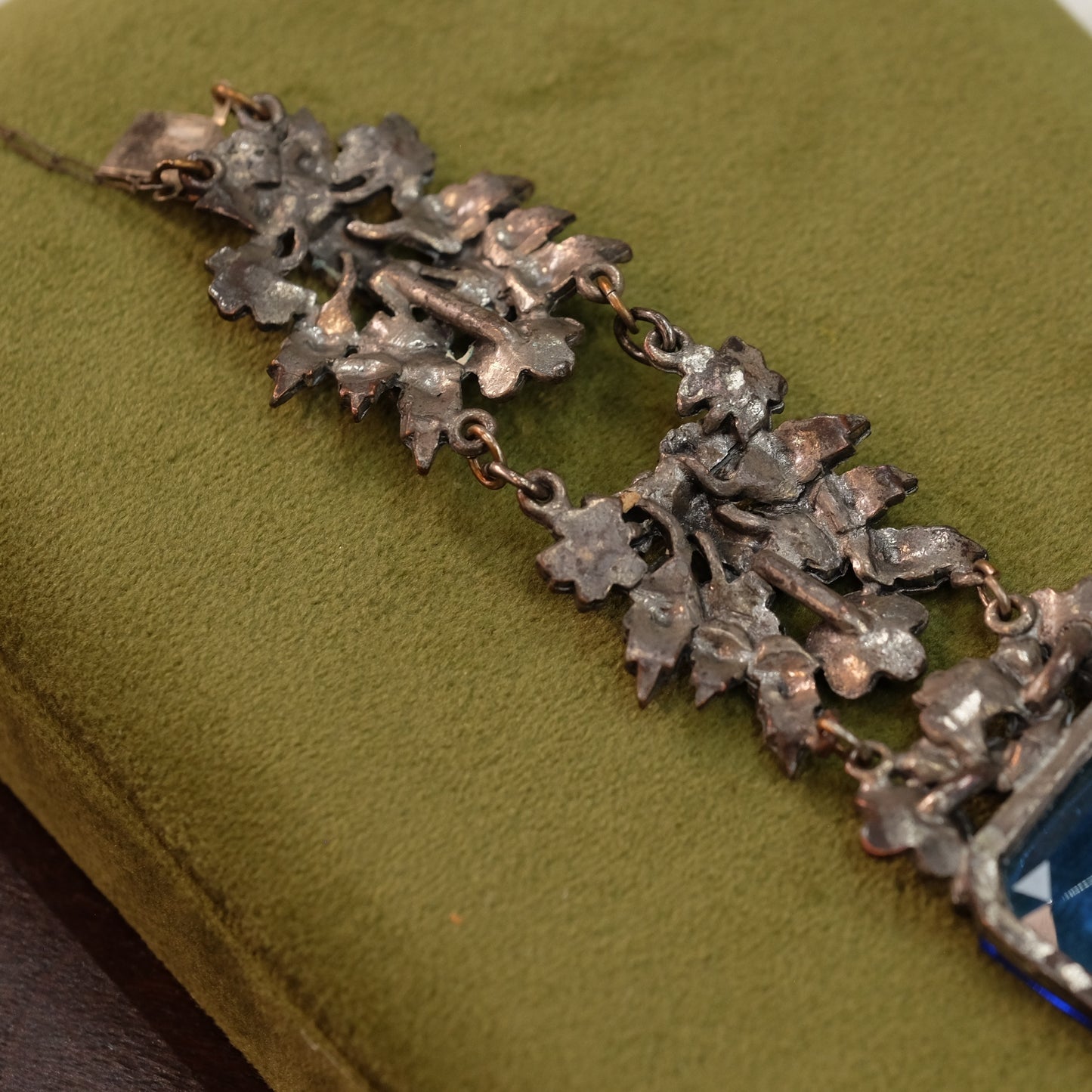 Antique Wide Bracelet with flowers and leaves