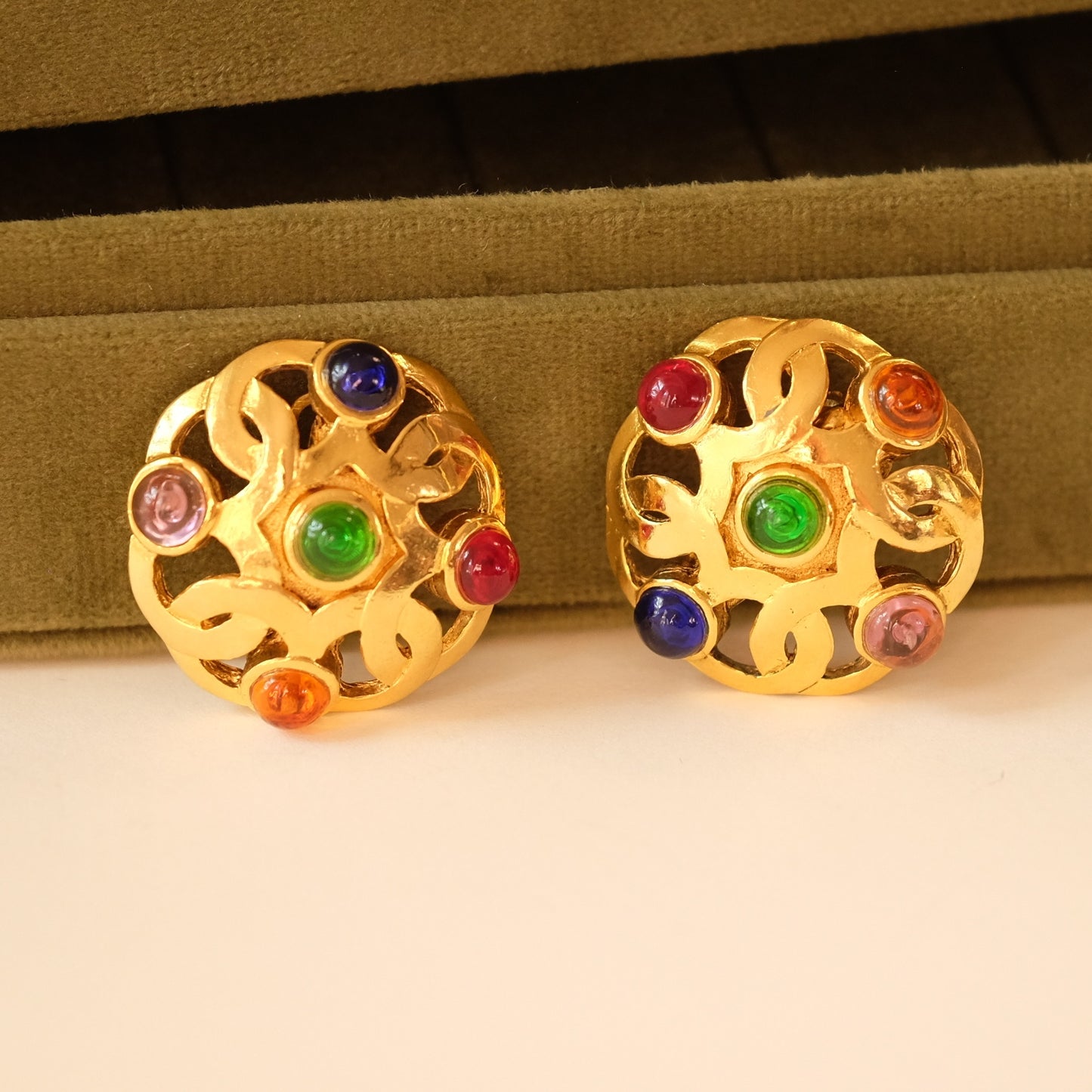 Vintage Chanel Multicolor Gripoix Earrings 1990s