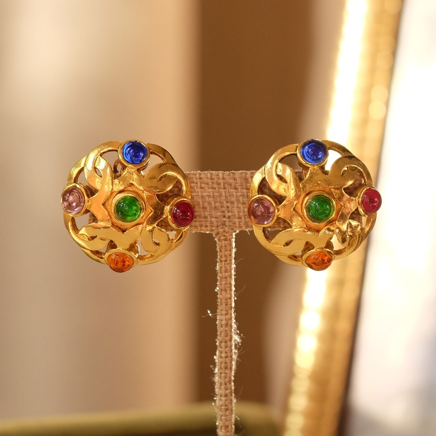 Vintage Chanel Multicolor Gripoix Earrings 1990s