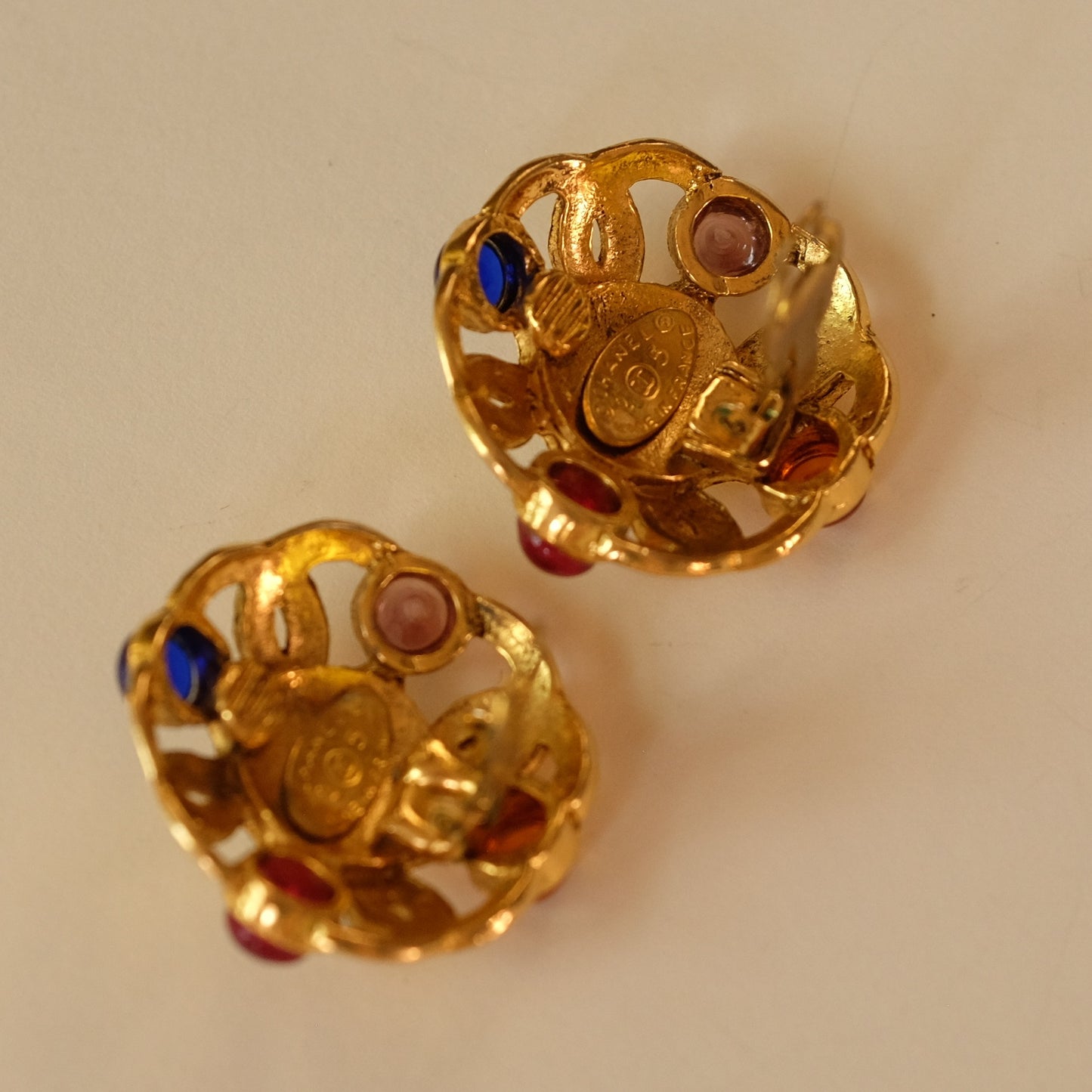 Vintage Chanel Multicolor Gripoix Earrings 1990s