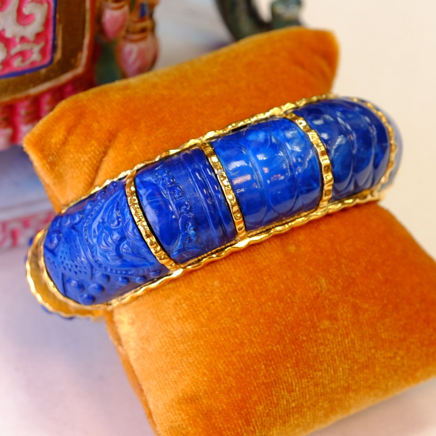 Kenneth Jay Lane Dragon Blue Cuff