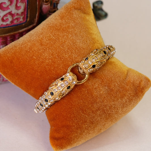 Vintage Leopard Bangle Bracelet 1980s