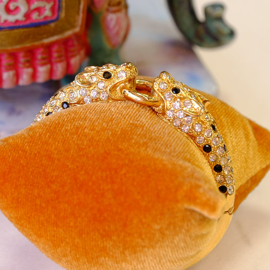 Vintage Leopard Bangle Bracelet 1980s