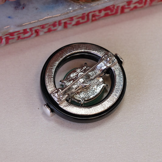 Vintage Kenneth Jay lane Oriental Faux Jade Brooch 1980s