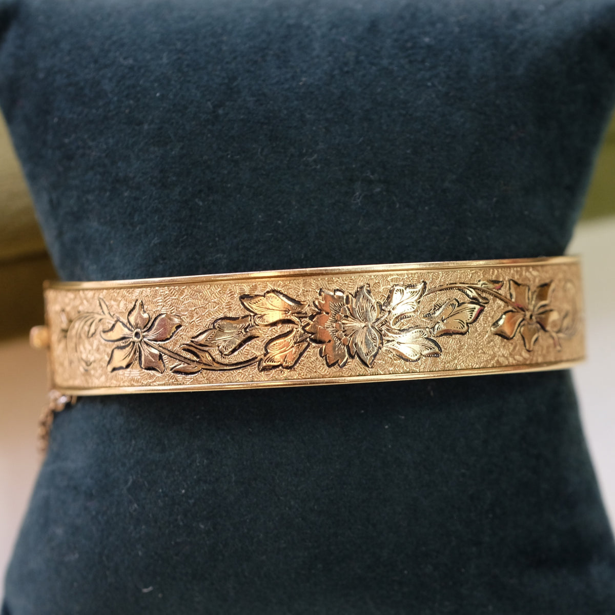 Gold Filled B&B Bangle with Black Enamel